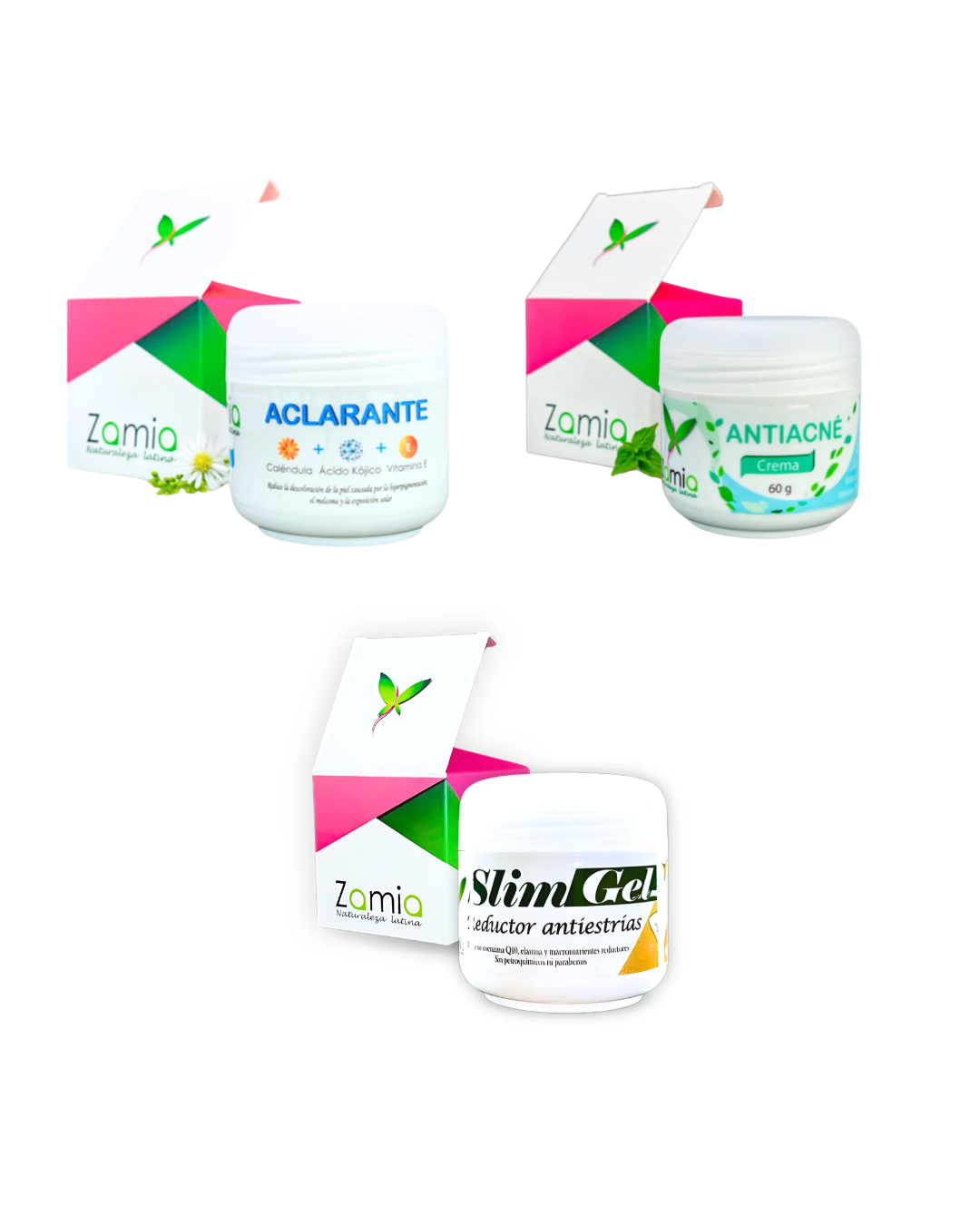 ACLARANTE + ANTIACNE + SLIM GEL + CAJA